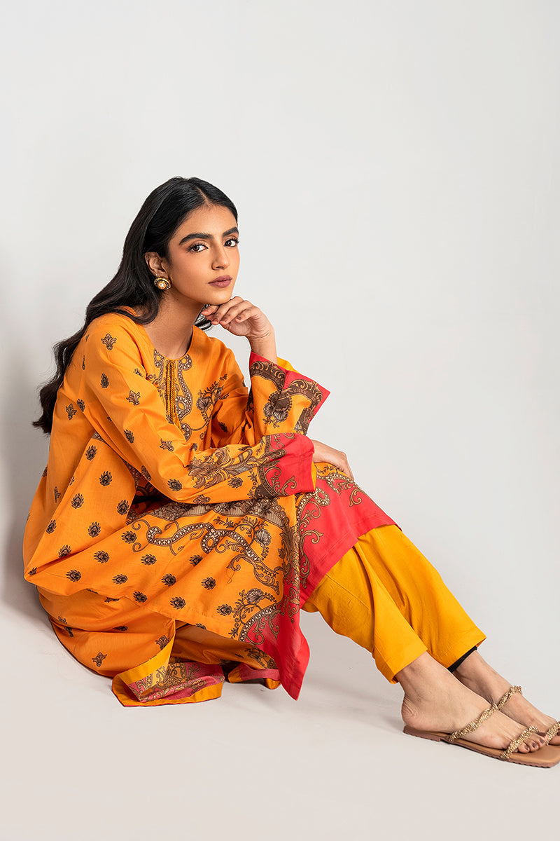 GOLDEN AURA-2PC PRINTED LAWN SUIT