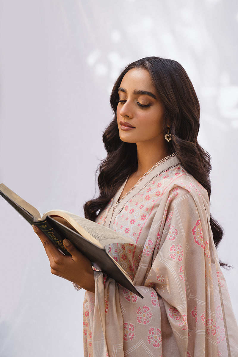 BLOCK IMPRESSION-3PC PRINTED LAWN SUIT