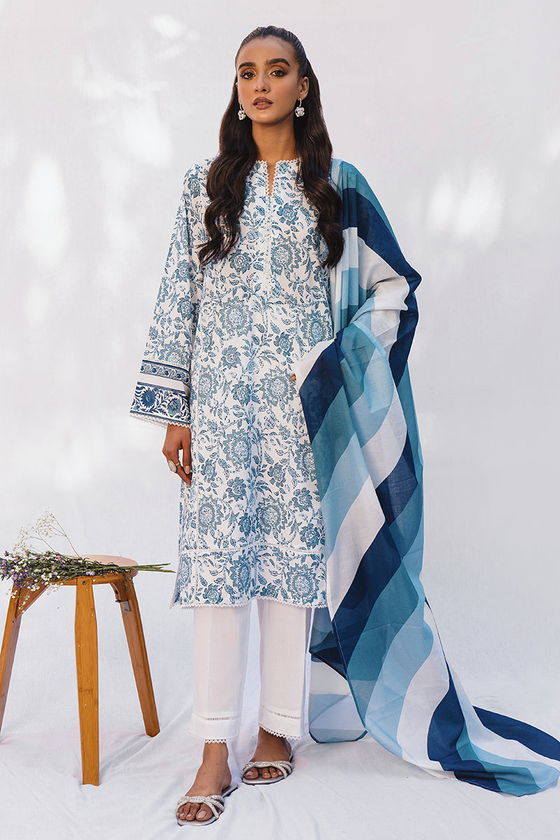 ORCHID BLUE-3PC PRINTED LAWN SUIT