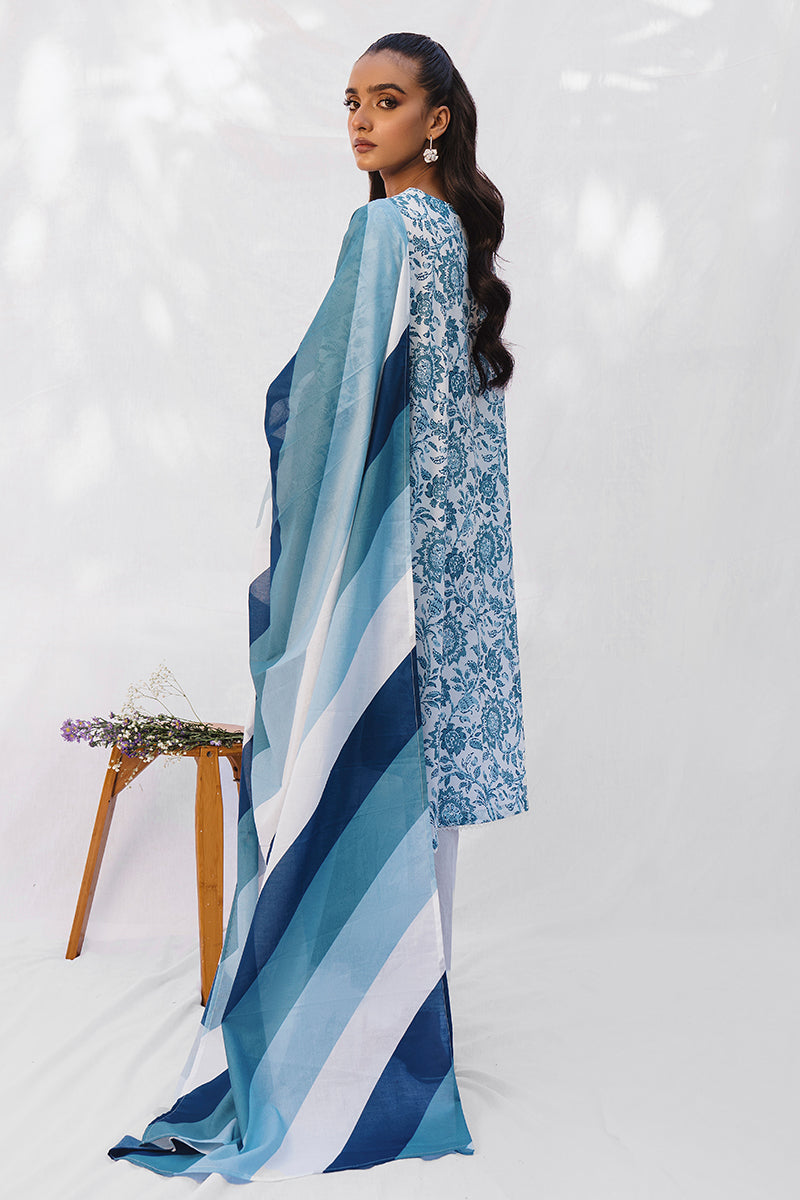 ORCHID BLUE-3PC PRINTED LAWN SUIT