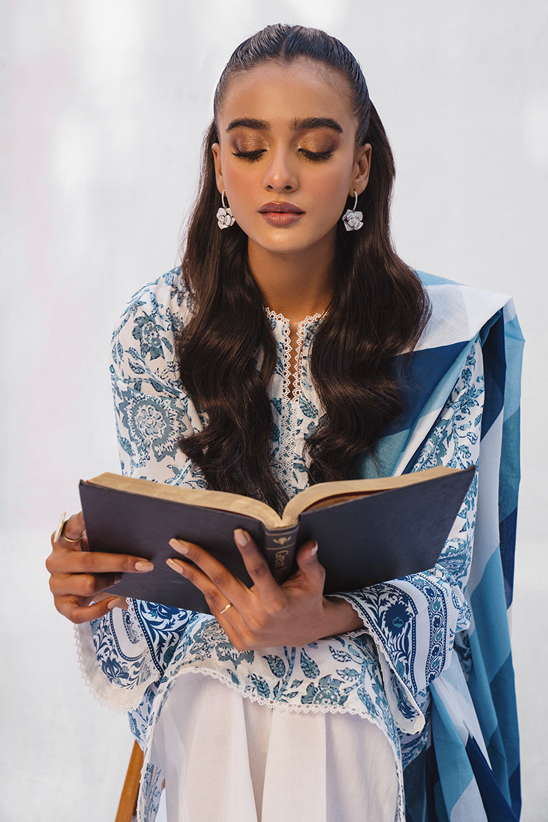 ORCHID BLUE-3PC PRINTED LAWN SUIT