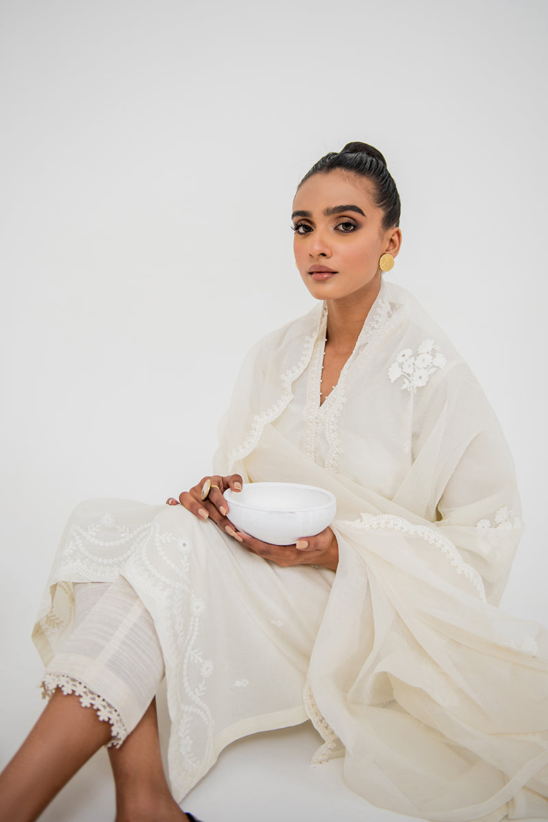 PRISTINE WHITE-2PC (SHIRT & DUPATTA)