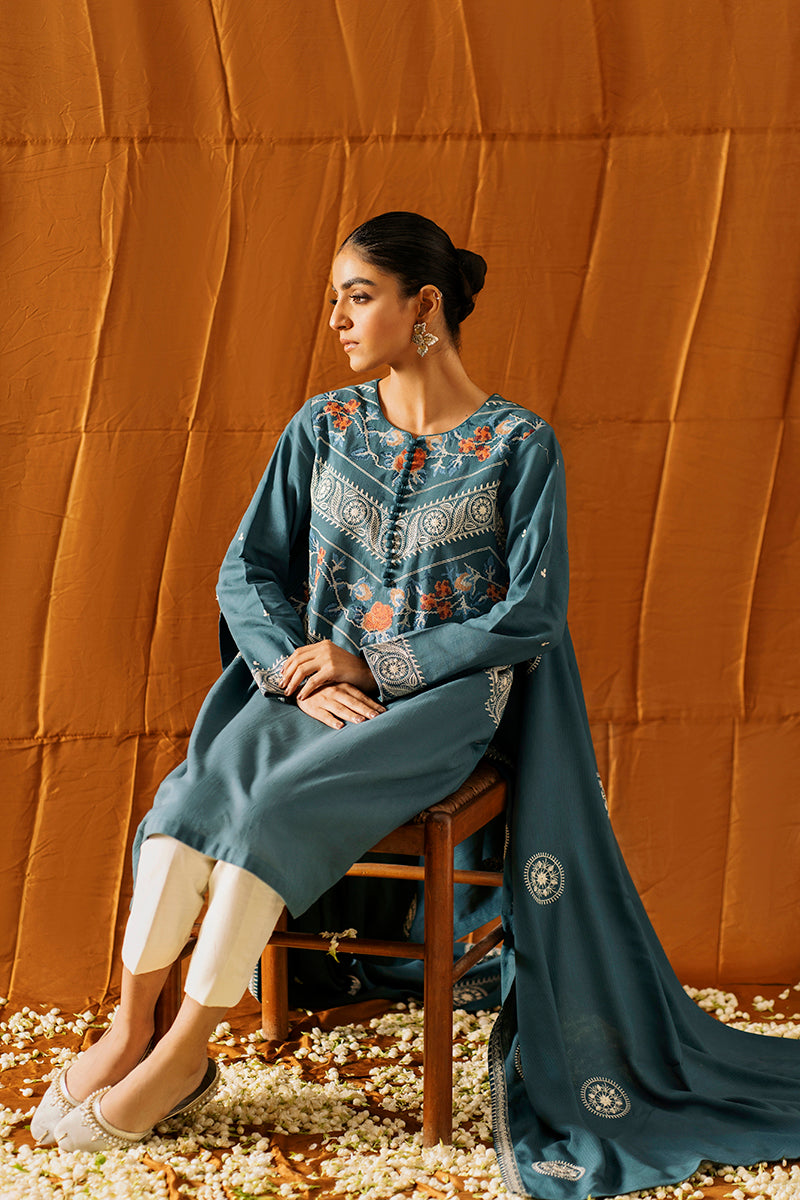 COLONIAL BLUE-2PC (SHIRT & DUPATTA)
