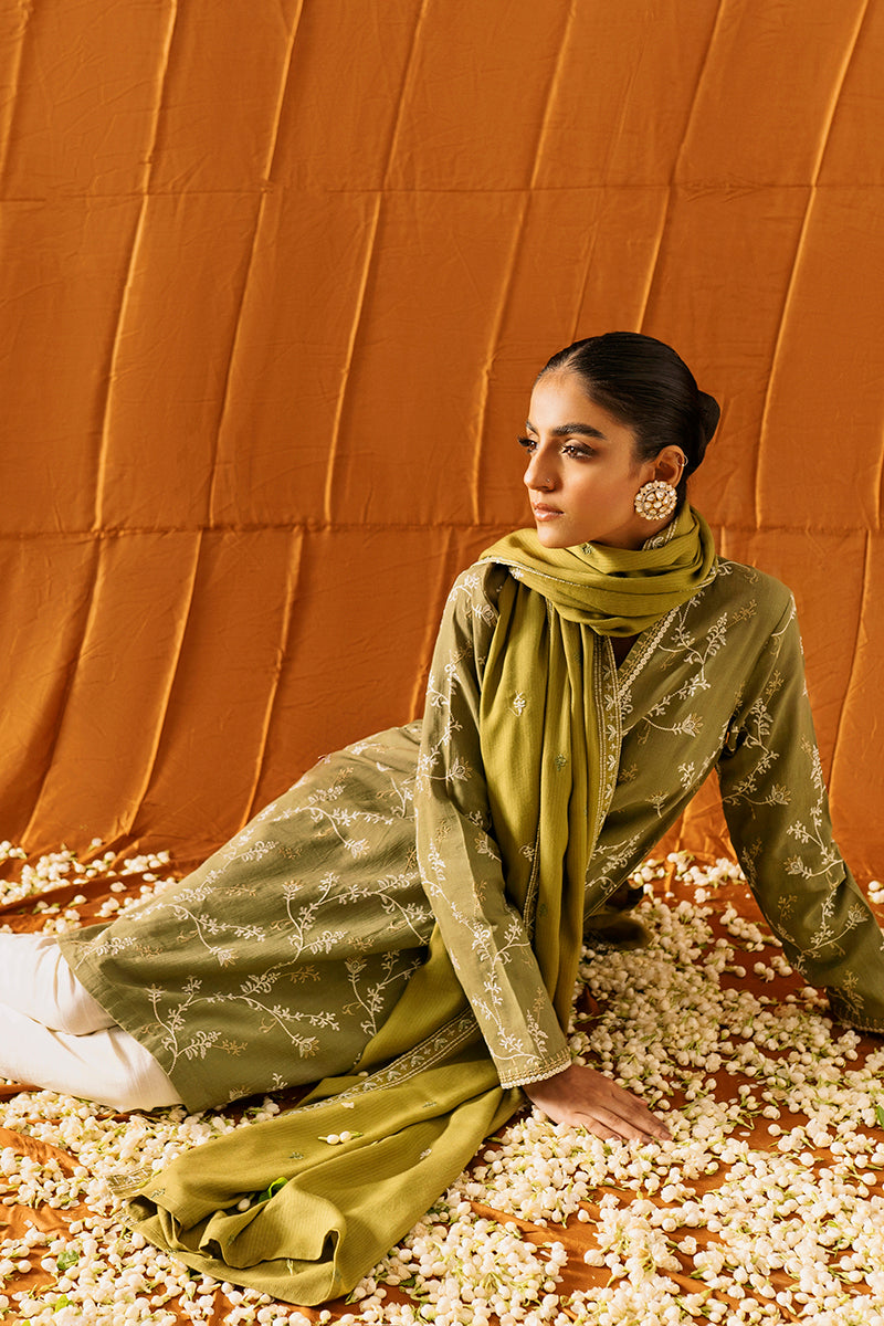 MOSS GREEN-2PC (SHIRT & DUPATTA)