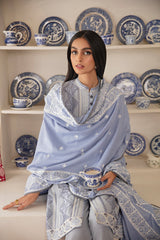 SILVER SHADOW EMBROIDERED SHIRT - 3PC (SHAWL)