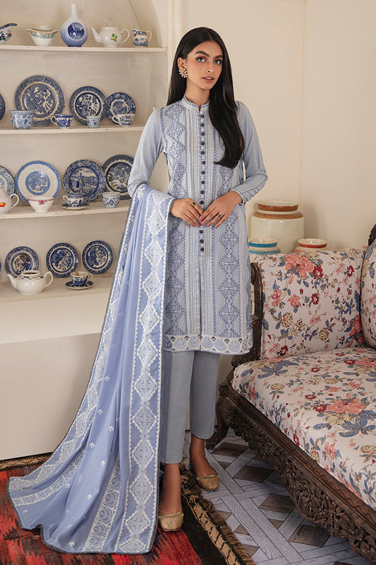 SILVER SHADOW EMBROIDERED SHIRT - 3PC (SHAWL)