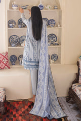 SILVER SHADOW EMBROIDERED SHIRT - 3PC (SHAWL)