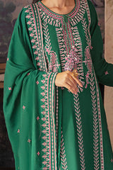VERDANT PEA EMBROIDERED SHIRT- 3PC (SHAWL)