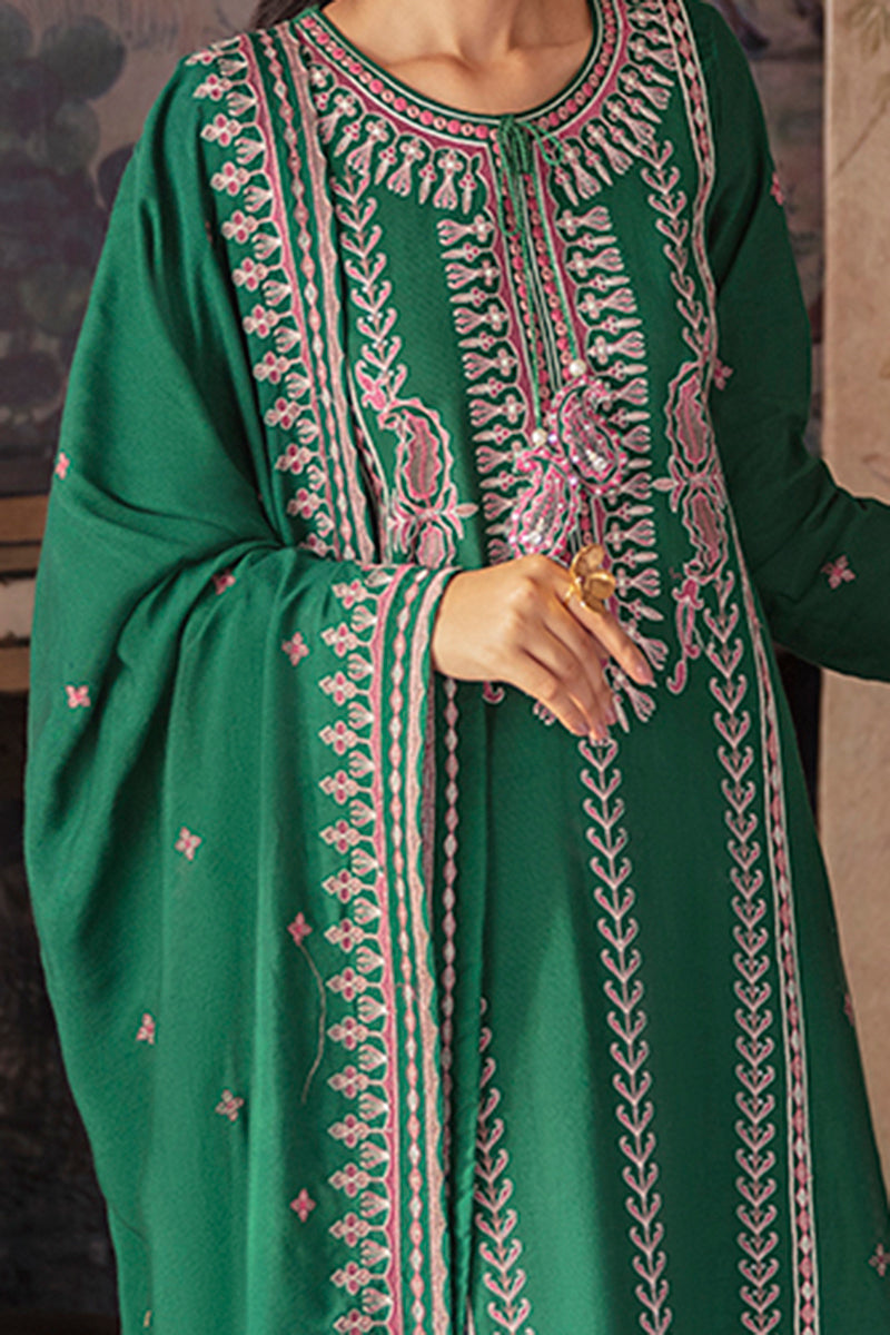 VERDANT PEA EMBROIDERED SHIRT- 3PC (SHAWL)