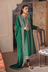 VERDANT PEA EMBROIDERED SHIRT- 3PC (SHAWL)