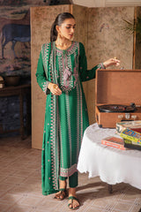 VERDANT PEA EMBROIDERED SHIRT- 3PC (SHAWL)