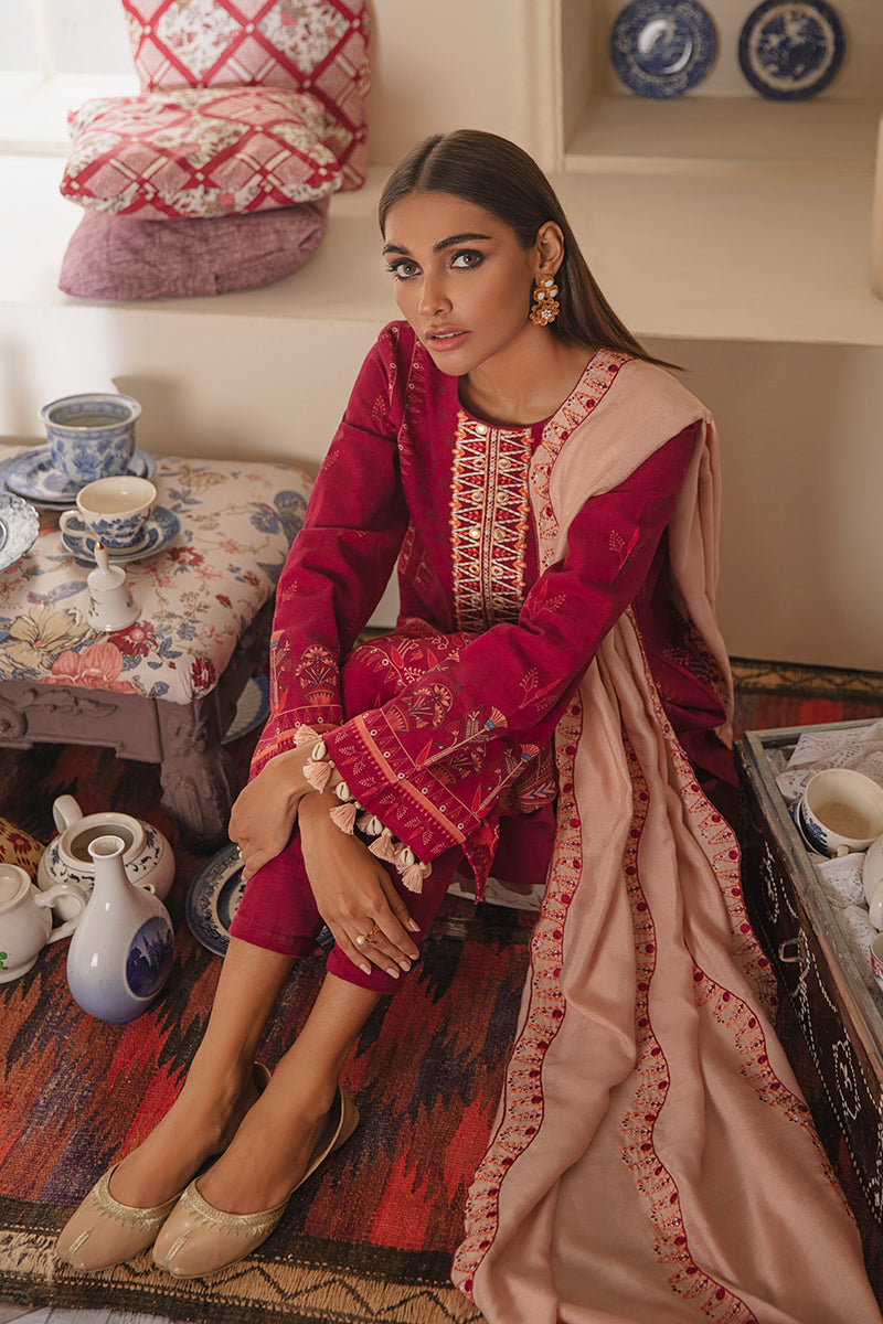 ROSY RADIANCE-3PC KHADDAR PRINTED SUIT