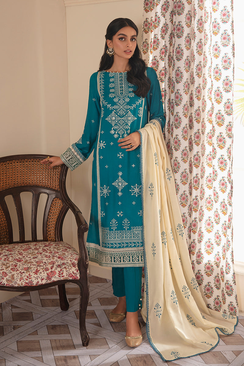 BERYL STERLING EMBROIDERED SHIRT - 3PC (SHAWL)
