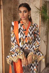 RUSSET TWILL-3PC LINEN EMBROIDERED SUIT
