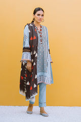 AZURE GRIS-3PC PRINTED LINEN SUIT