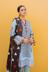 AZURE GRIS-3PC PRINTED LINEN SUIT