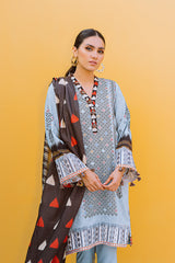 AZURE GRIS-3PC PRINTED LINEN SUIT