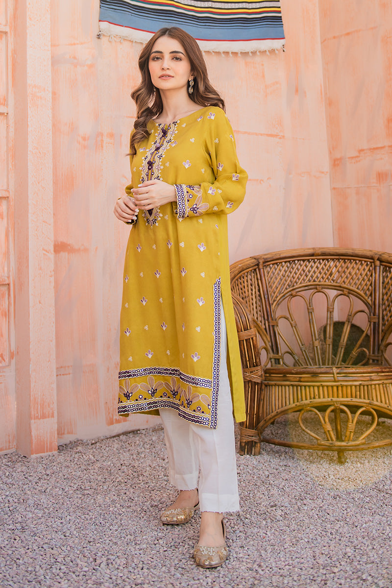 YELLOW EMBROIDERED SHIRT