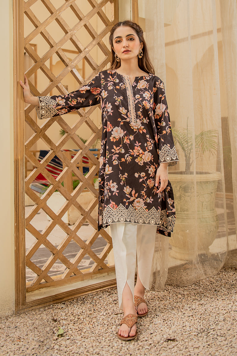 CHARCOAL ORCHID PRINTED SHIRT