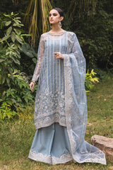 WINSOME HAZE-4PC EMBROIDERED ORGANZA SUIT