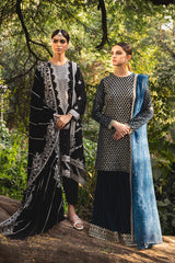 TEAL PROFUSE-3PC EMBROIDERED VELVET SUIT