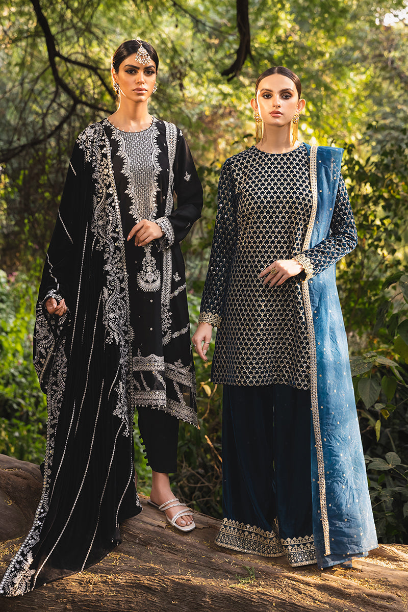 RAVEN GLORY-4PC EMBROIDERED NET SUIT