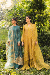 OLIVE FLORET-4PC EMBROIDERED SILK SUIT