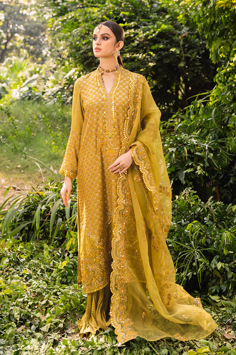 OLIVE FLORET-4PC EMBROIDERED SILK SUIT