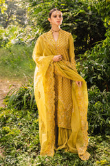 OLIVE FLORET-4PC EMBROIDERED SILK SUIT