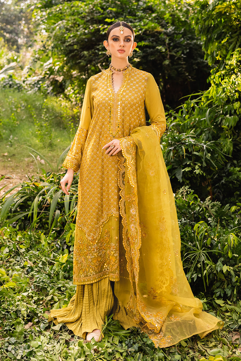 OLIVE FLORET-4PC EMBROIDERED SILK SUIT