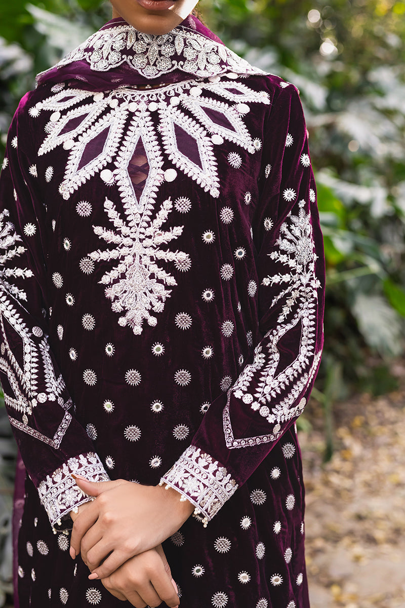 MULBERRY TALE-3PC EMBROIDERED VELVET SUIT