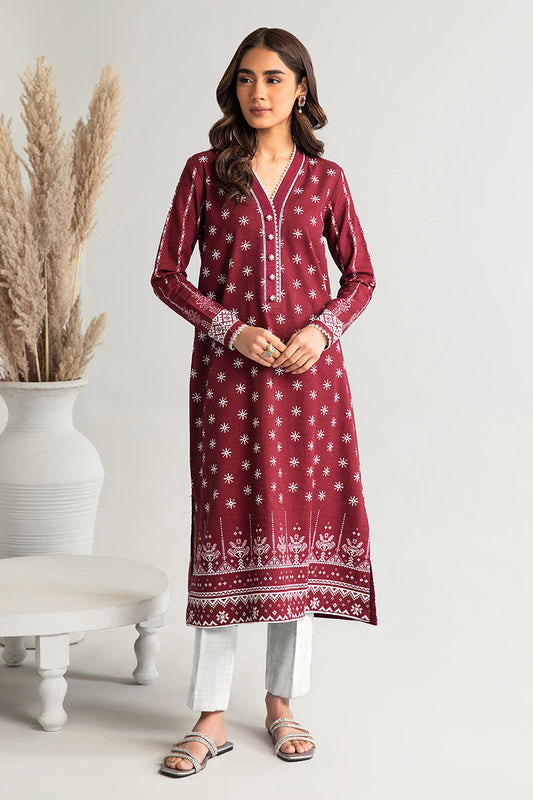 LUXE MAROON-2PC PRINTED KHADDAR SUIT
