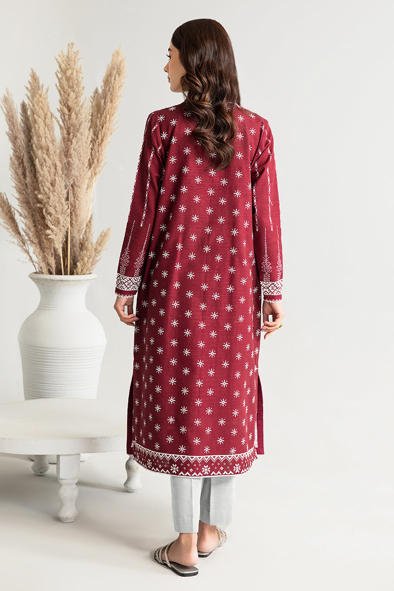 LUXE MAROON-2PC PRINTED KHADDAR SUIT