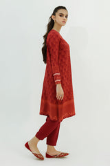 CARDINAL RED-2PC LINEN PRINTED SUIT