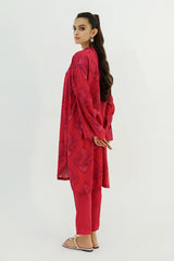 FUSCHIA IMPRESSION-2PC LINEN PRINTED SUIT