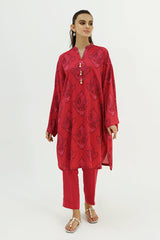 FUSCHIA IMPRESSION-2PC LINEN PRINTED SUIT