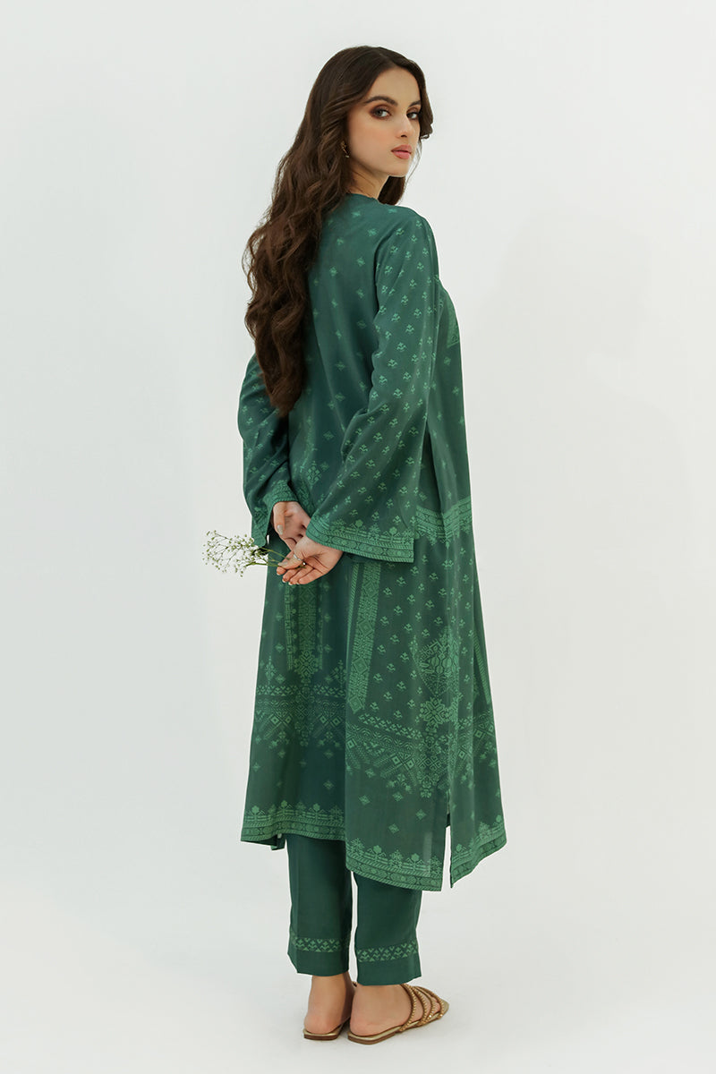 TEAL GLAM-2PC LINEN PRINTED SUIT