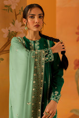 EMERALD  SPRUCE-3PC EMBROIDERED KHADDAR SUIT