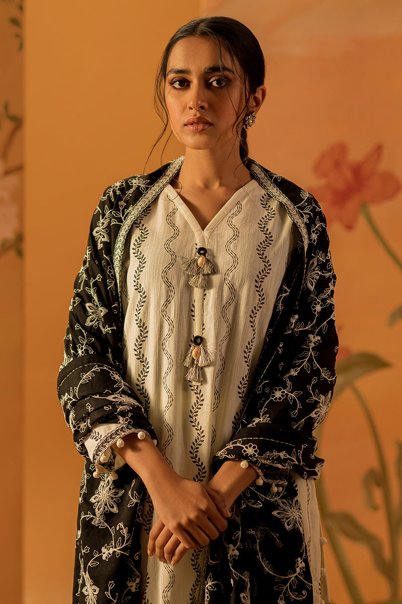 MIDNIGHT LEAF-3PC EMBROIDERED KHADDAR SUIT