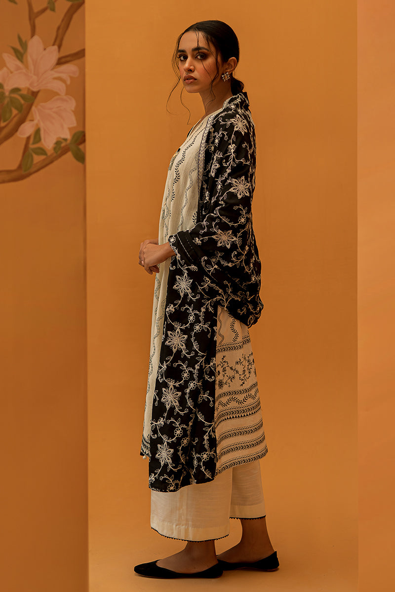 MIDNIGHT LEAF-3PC EMBROIDERED KHADDAR SUIT