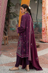 COSMIC VIOLA-3PC- EMBROIDERED LINEN SUIT