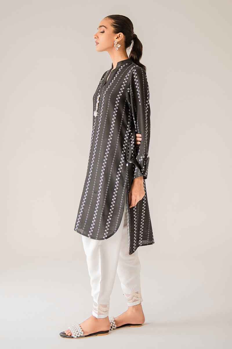 DARK OPAL PRINTED KHADDAR SHIRT