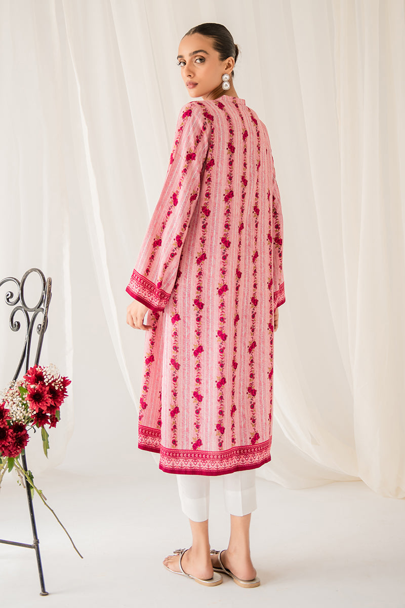 PEACHY ROSEATE PRINTED LINEN SHIRT