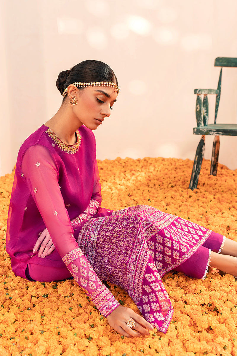 MAGENTA PLUSH EMBROIDERED SHIRT