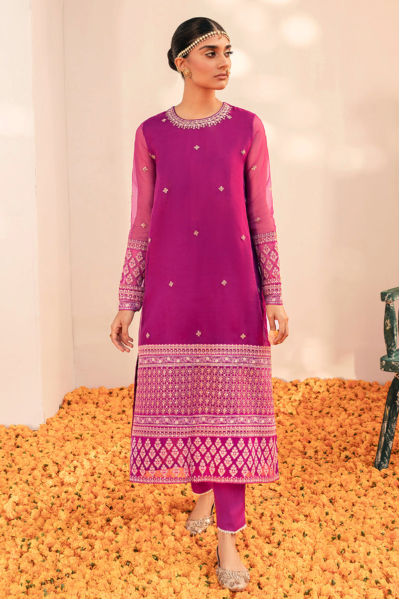 MAGENTA PLUSH EMBROIDERED SHIRT