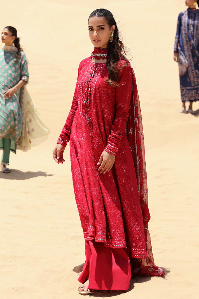 VERMILLION SCARLET-3 PIECE EMBROIDERED LAWN SUIT