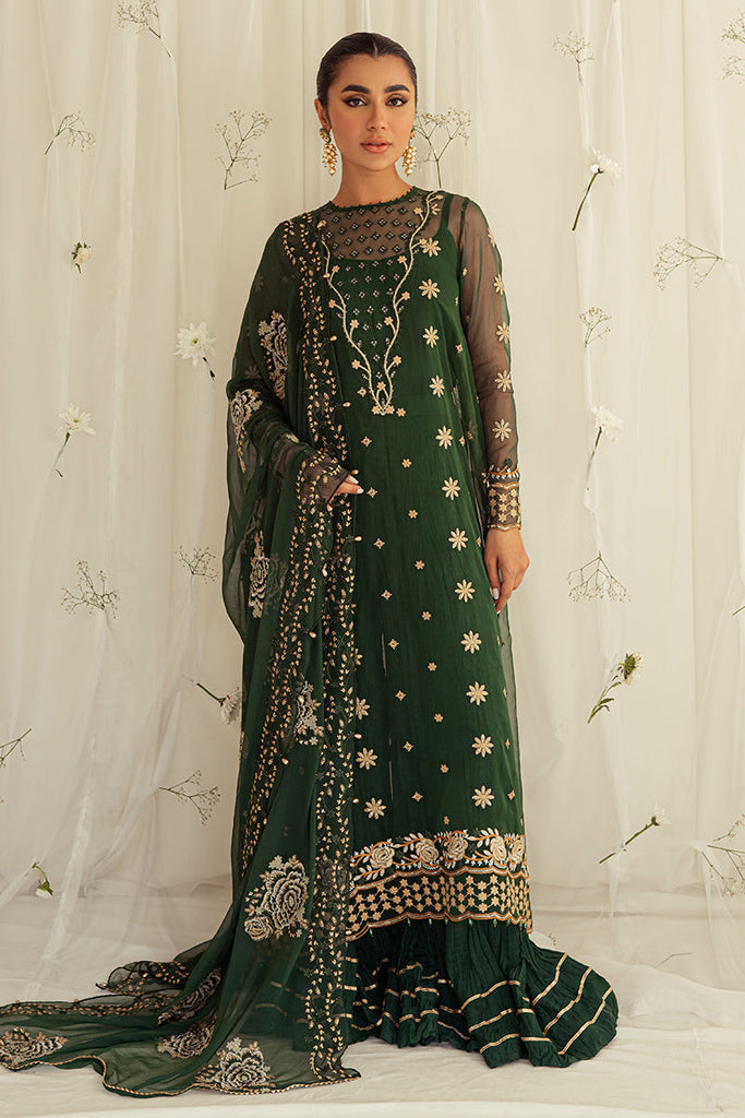 EMERALD CEYLON-4PC ORGANZA EMBROIDERED SUIT