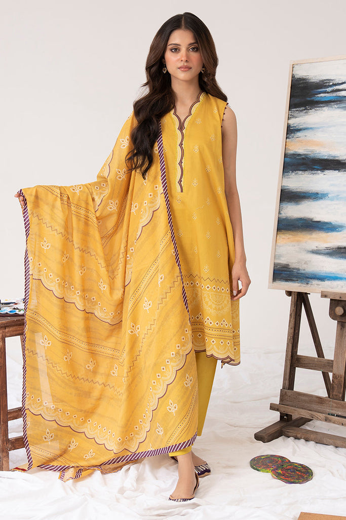 GLAZING AURA-3PC PRINTED LAWN SUIT