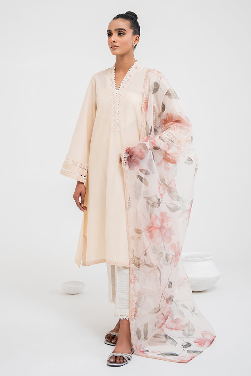 PEACH FLORISTA-2 PIECE CAMBRIC EMBROIDERED SUIT