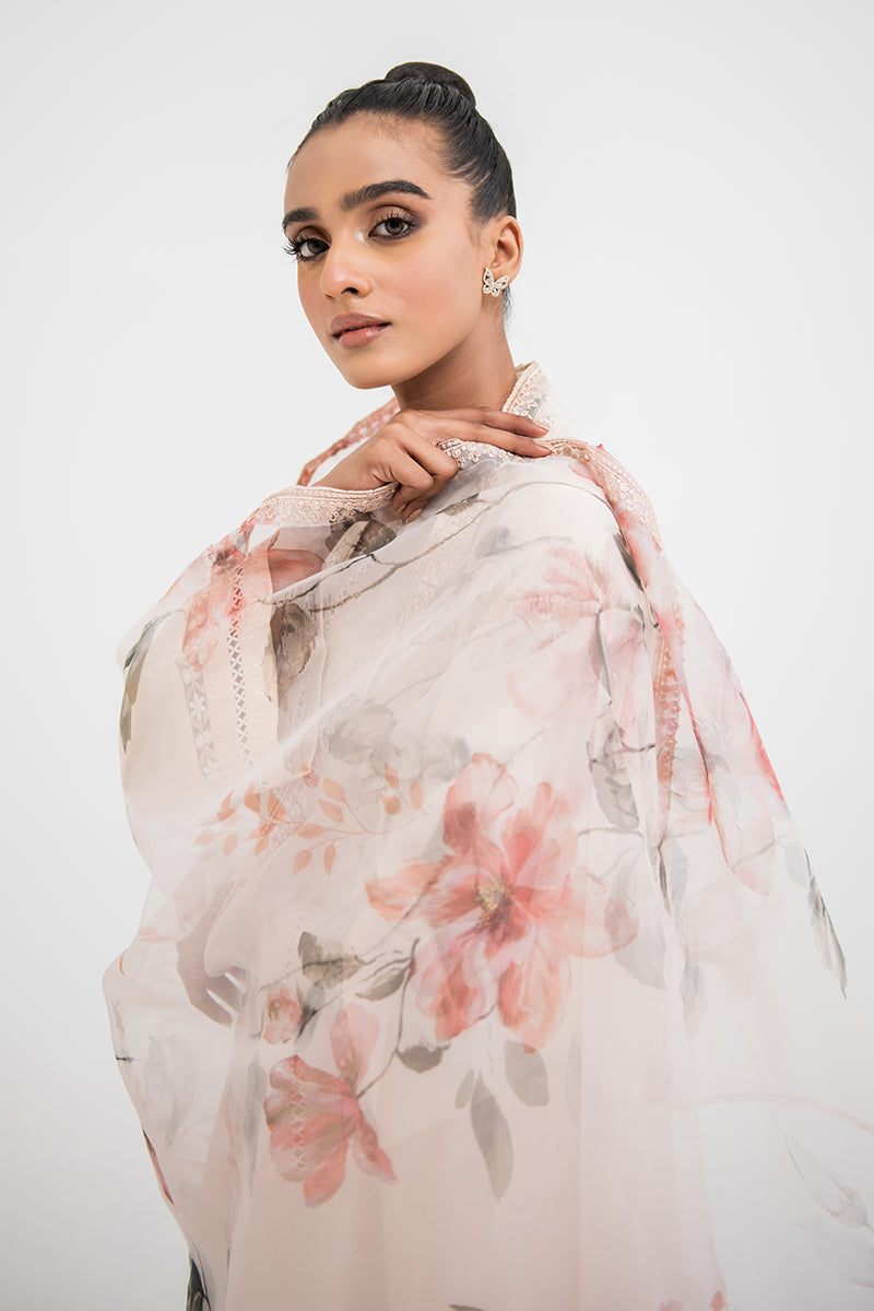 PEACH FLORISTA-2 PIECE CAMBRIC EMBROIDERED SUIT